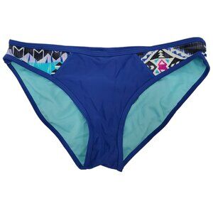 Bingo Surf Women's Blue Southwestern Navajo Print Swim Bikini Bottoms‎ Size S
